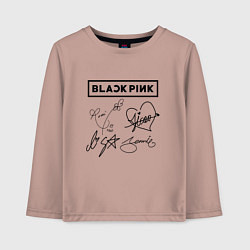 Лонгслив хлопковый детский BLACKPINK АВТОГРАФЫ ЧЁРНЫЙ БЛЭКПИНК, цвет: пыльно-розовый