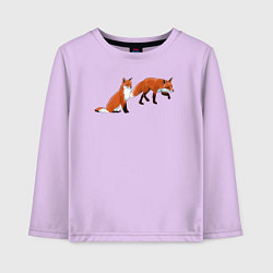 Лонгслив хлопковый детский Акварельные лисы пара, цвет: лаванда
