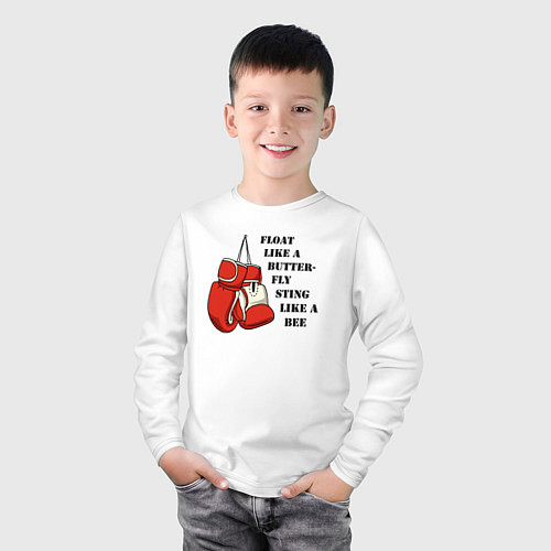 Детский лонгслив Порхать, как бабочка, жалить, как пчела / Белый – фото 3