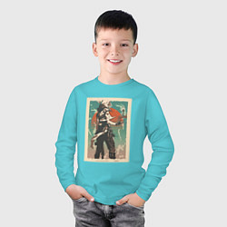 Лонгслив хлопковый детский Jett art, цвет: бирюзовый — фото 2