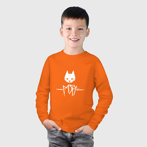 Детский лонгслив Stray: Мяу / Оранжевый – фото 3