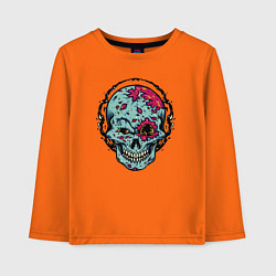 Лонгслив хлопковый детский Cool skull! Grin!, цвет: оранжевый