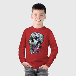 Лонгслив хлопковый детский Art skull 2022, цвет: красный — фото 2