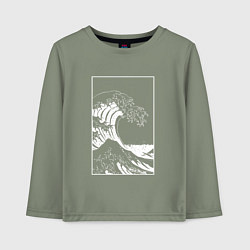 Лонгслив хлопковый детский Japan waves Японская волна, цвет: авокадо