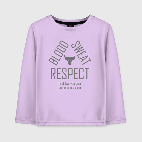 Детский лонгслив Кровь Пот Уважение Скала / Лаванда – фото 1