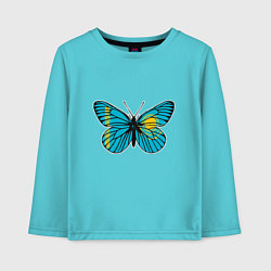 Лонгслив хлопковый детский Бабочка - Казахстан, цвет: бирюзовый