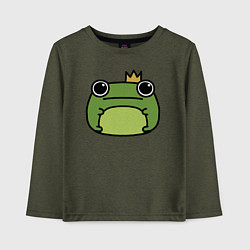 Лонгслив хлопковый детский Frog Lucky король, цвет: меланж-хаки
