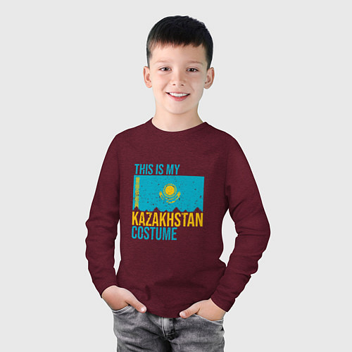 Детский лонгслив Казахстанскйи костюм / Меланж-бордовый – фото 3