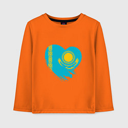 Лонгслив хлопковый детский Сердце - Казахстан, цвет: оранжевый