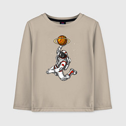Лонгслив хлопковый детский Космический баскетболист, цвет: миндальный
