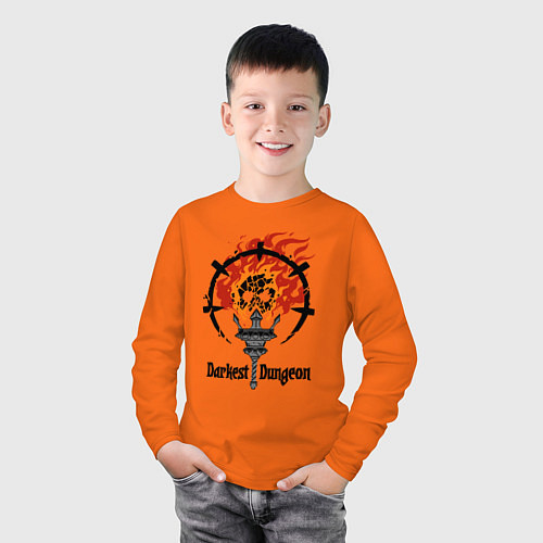 Детский лонгслив Darkest Dungeon: skull logo / Оранжевый – фото 3