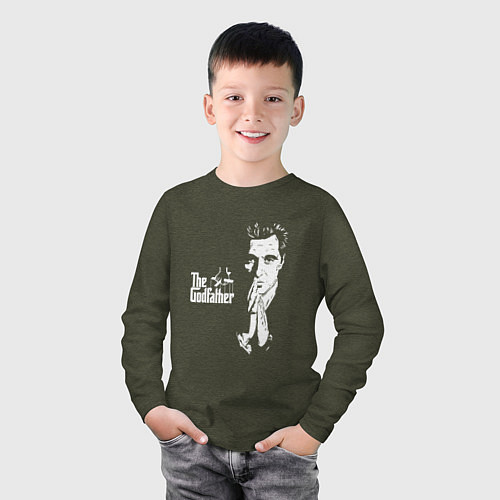 Детский лонгслив Крёстный отец Logo / Меланж-хаки – фото 3