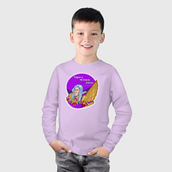 Лонгслив хлопковый детский А ещё я люблю фиолетовый контур, футболки, цвет: лаванда — фото 2