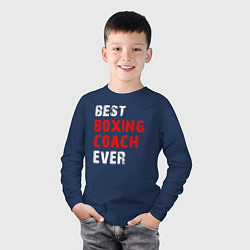 Лонгслив хлопковый детский Лучший боксерский тренер, цвет: тёмно-синий — фото 2