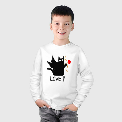 Детский лонгслив LOVE CAT WHAT cat / Белый – фото 3