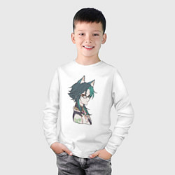 Лонгслив хлопковый детский Неко Сяо, цвет: белый — фото 2