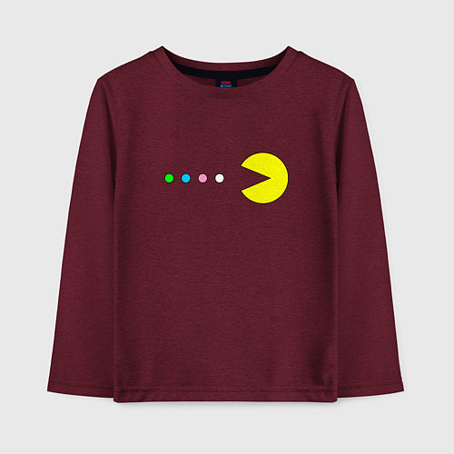 Детский лонгслив Pac - man Для пары / Меланж-бордовый – фото 1