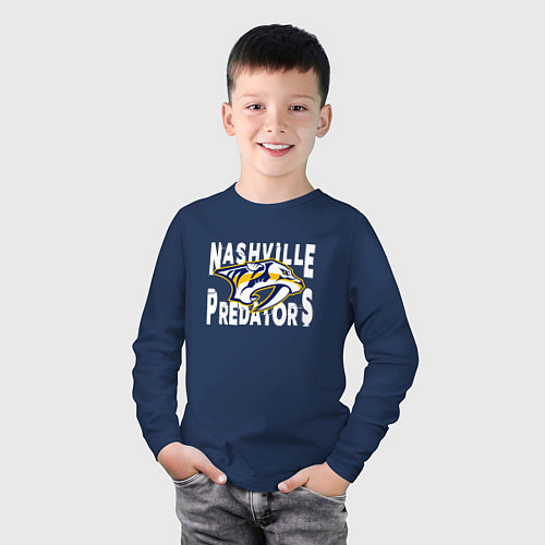 Детский лонгслив Nashville Predators, Нэшвилл Предаторз / Тёмно-синий – фото 3