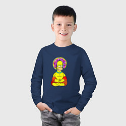 Лонгслив хлопковый детский Гомер - бог пончиков, цвет: тёмно-синий — фото 2