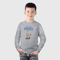 Лонгслив хлопковый детский Once a pirate always a pirate, цвет: меланж — фото 2