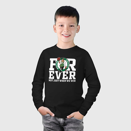 Детский лонгслив FOREVER NOT JUST WHEN WE WIN, BOSTON CELTICS, БОСТ / Черный – фото 3