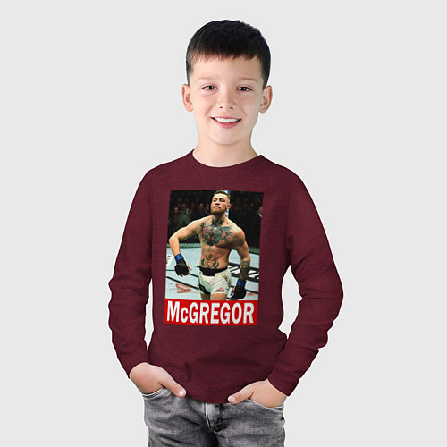 Детский лонгслив Конор МакГрегор McGregor / Меланж-бордовый – фото 3