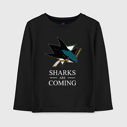 Лонгслив хлопковый детский Sharks are coming, Сан-Хосе Шаркс San Jose Sharks, цвет: черный