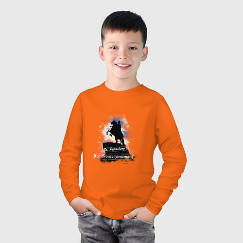 Детский лонгслив Санкт-Петербург Медный всадник / Оранжевый – фото 3