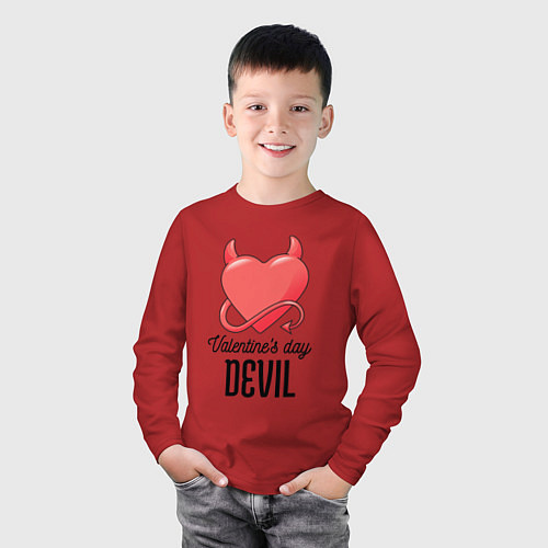 Детский лонгслив Valentines Day Devil / Красный – фото 3