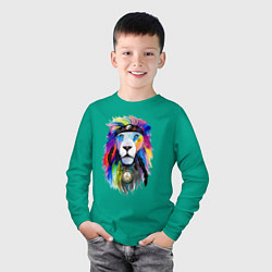 Лонгслив хлопковый детский Color lion! Neon!, цвет: зеленый — фото 2