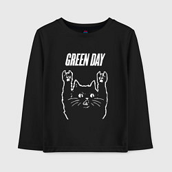 Лонгслив хлопковый детский Green Day Рок кот, цвет: черный