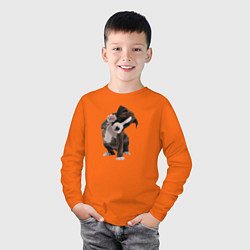 Лонгслив хлопковый детский Привет, чувак!, цвет: оранжевый — фото 2