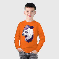 Лонгслив хлопковый детский Cool panda!, цвет: оранжевый — фото 2
