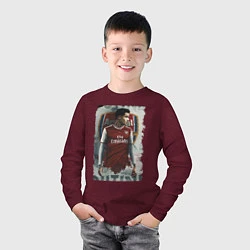 Лонгслив хлопковый детский Arsenal, England, цвет: меланж-бордовый — фото 2