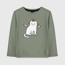 Лонгслив хлопковый детский КОТИК АНГЕЛ CAT ANGEL, цвет: авокадо