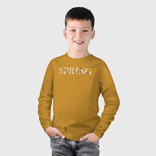 Детский лонгслив Spring blooms / Горчичный – фото 3