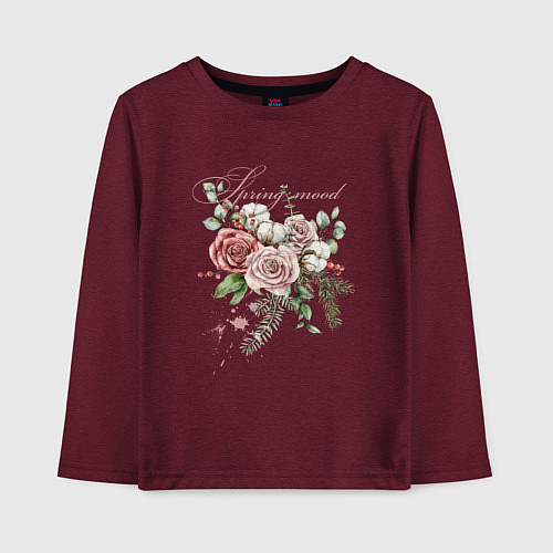 Детский лонгслив Spring mood Flower / Меланж-бордовый – фото 1