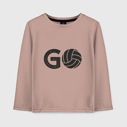 Лонгслив хлопковый детский Go Volleyball, цвет: пыльно-розовый