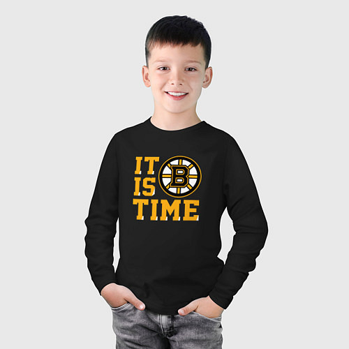 Детский лонгслив It Is Boston Bruins Time, Бостон Брюинз / Черный – фото 3