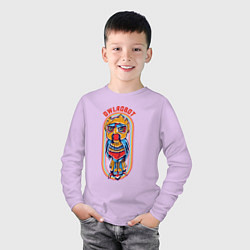 Лонгслив хлопковый детский Сова робот с бровями, цвет: лаванда — фото 2