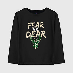 Лонгслив хлопковый детский Milwaukee Bucks Fear the dear Милуоки Бакс, цвет: черный