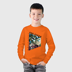 Лонгслив хлопковый детский Ван-Пис, Луффи, Трафальгар Ло, Кид Юстасс, цвет: оранжевый — фото 2