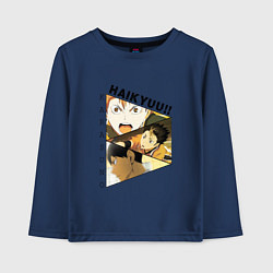 Лонгслив хлопковый детский Кагеяма Тобио, Нишиноя Ю, Хината Шоё Волейбол, цвет: тёмно-синий