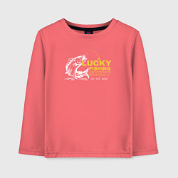 Лонгслив хлопковый детский Счастливая рыбацкая футболка не стирать, цвет: коралловый