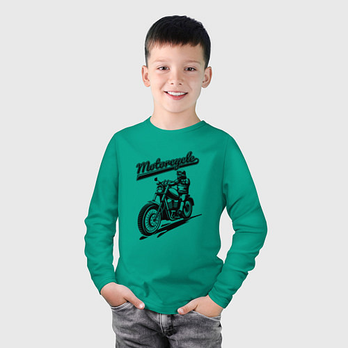 Детский лонгслив Motorcycle Cool rider / Зеленый – фото 3