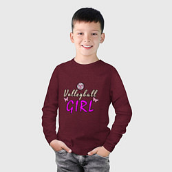 Лонгслив хлопковый детский Volleyball - Girl, цвет: меланж-бордовый — фото 2