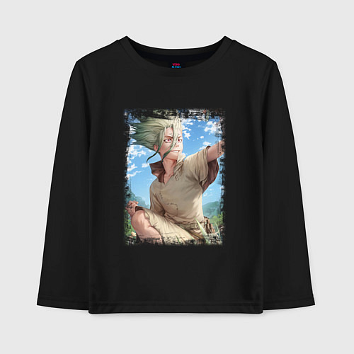 Детский лонгслив Радостный Сэнку / Черный – фото 1