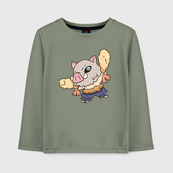 Лонгслив хлопковый детский Иноске и креветки, цвет: авокадо