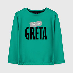Лонгслив хлопковый детский Нереальная Грета, цвет: зеленый