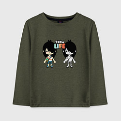Лонгслив хлопковый детский Toca life, цвет: меланж-хаки